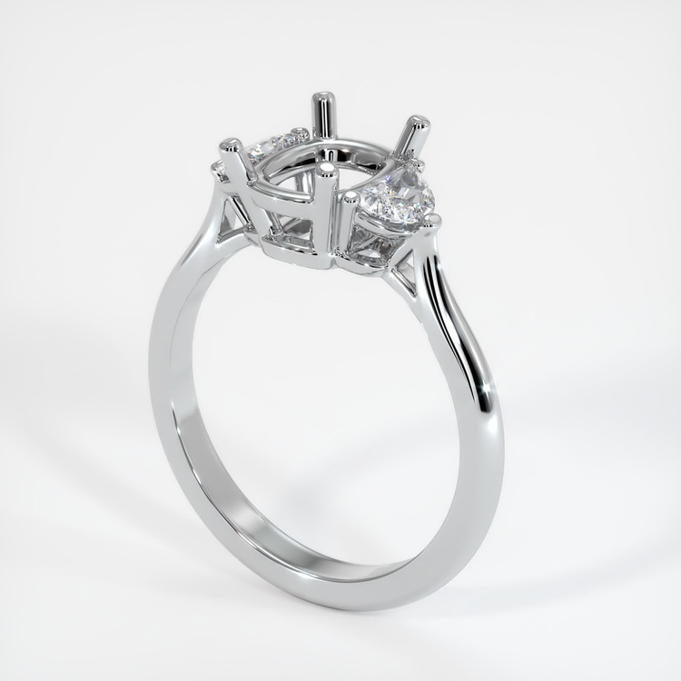18K White Gold Three Stone Ring Setting