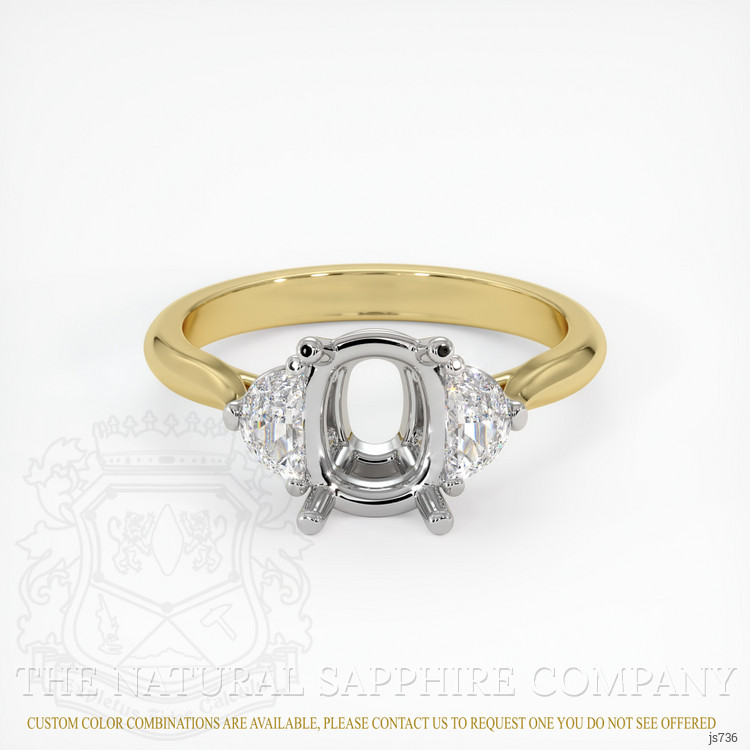 14K White & Yellow Three Stone Ring Setting