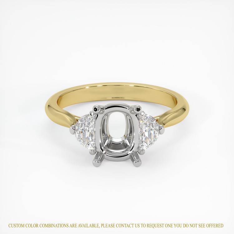 14K White & Yellow Three Stone Ring Setting