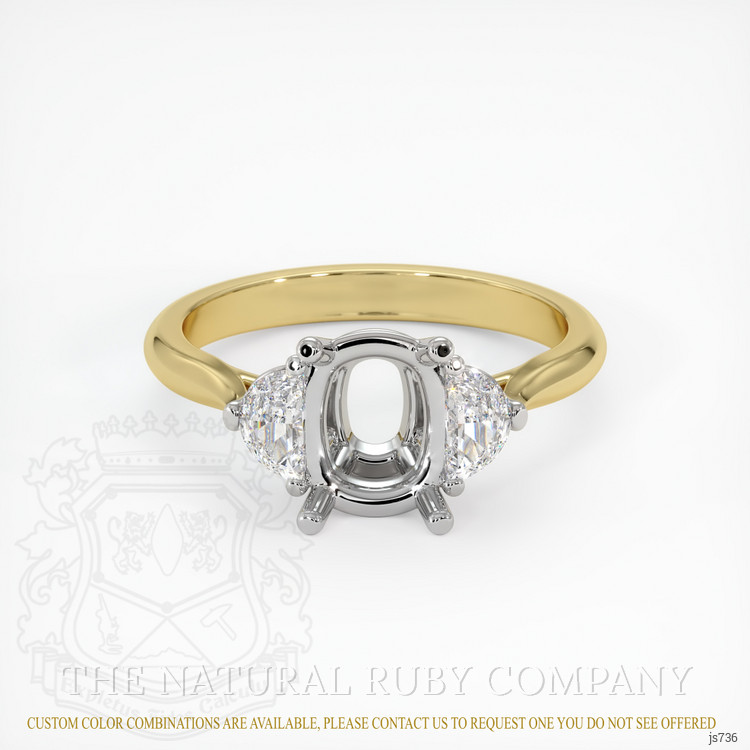 14K White & Yellow Three Stone Ring Setting
