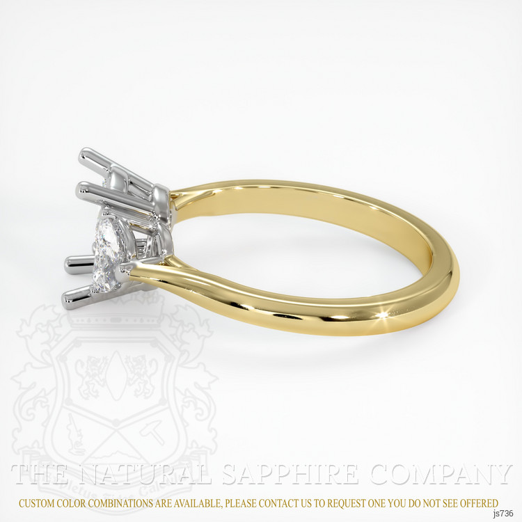 14K White & Yellow Three Stone Ring Setting