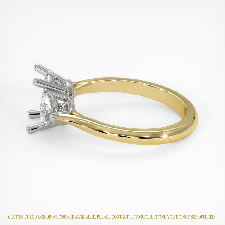 14K White & Yellow Three Stone Ring Setting