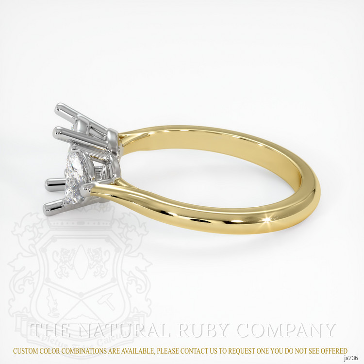 14K White & Yellow Three Stone Ring Setting