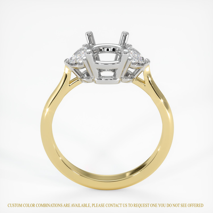 14K White & Yellow Three Stone Ring Setting