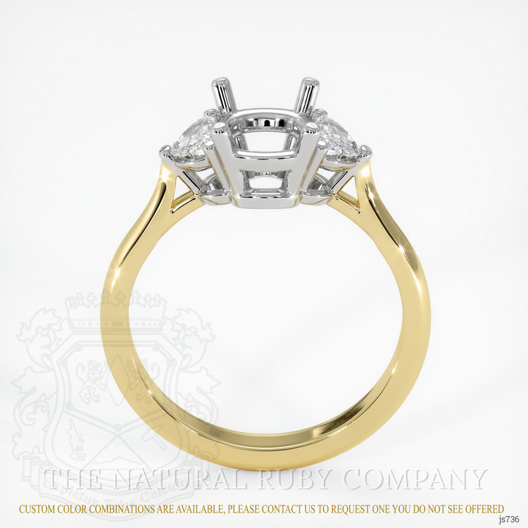 14K White & Yellow Three Stone Ring Setting