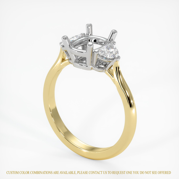 18K White & Yellow Three Stone Ring Setting