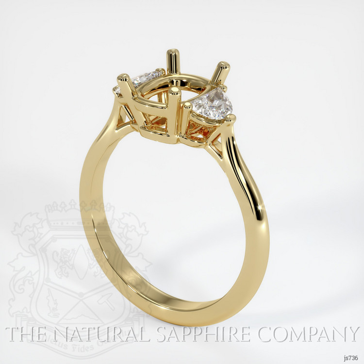 14K Yellow Gold Three Stone Ring Setting
