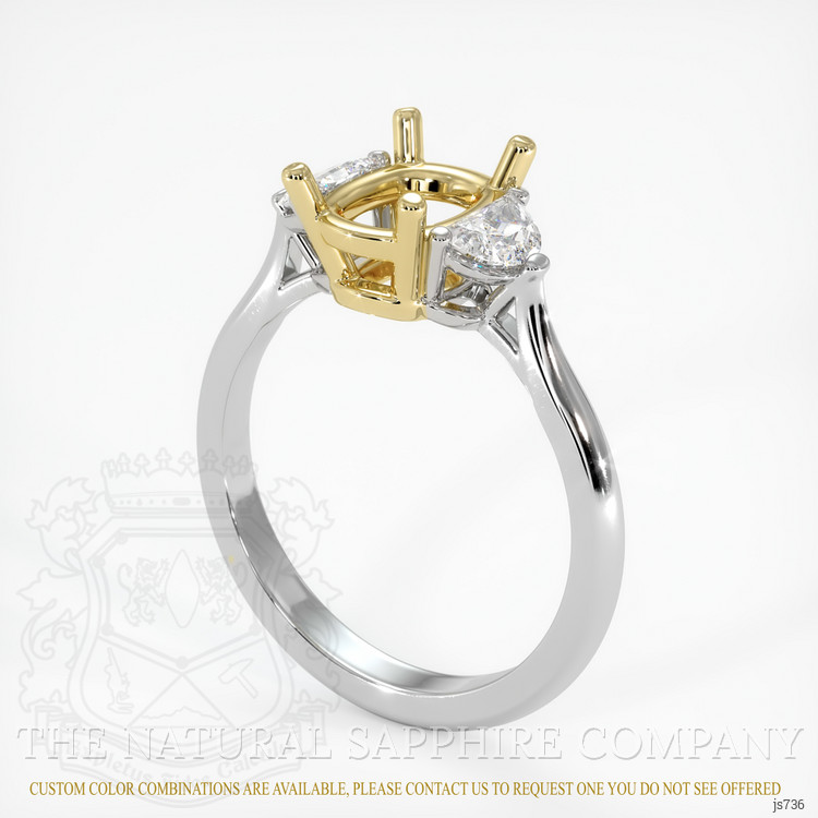 14K Yellow & White Three Stone Ring Setting