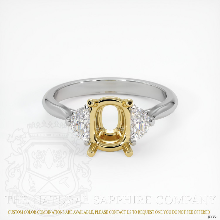 14K Yellow & White Three Stone Ring Setting