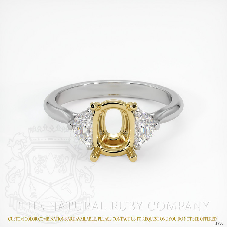 14K Yellow & White Three Stone Ring Setting