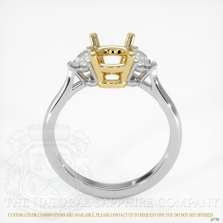 14K Yellow & White Three Stone Ring Setting