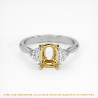 18K Yellow & White Three Stone Ring Setting Image
