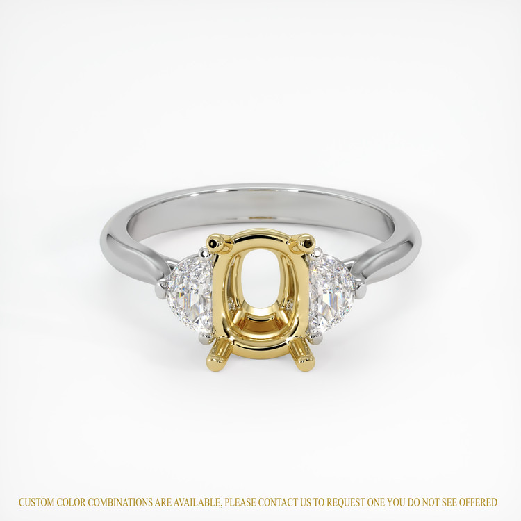 18K Yellow & White Three Stone Ring Setting