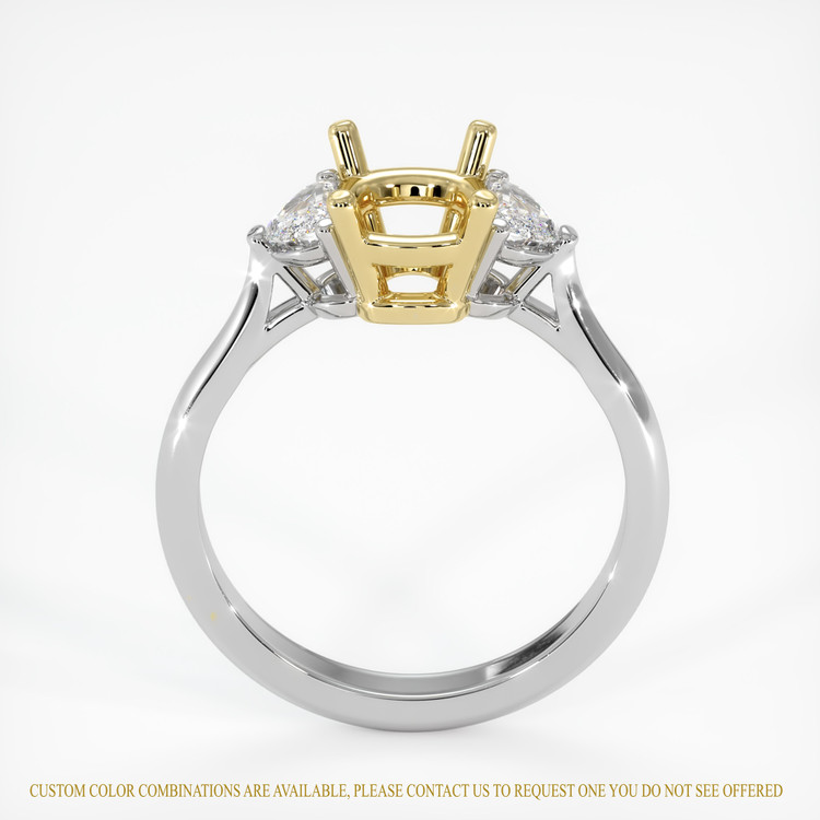 18K Yellow & White Three Stone Ring Setting