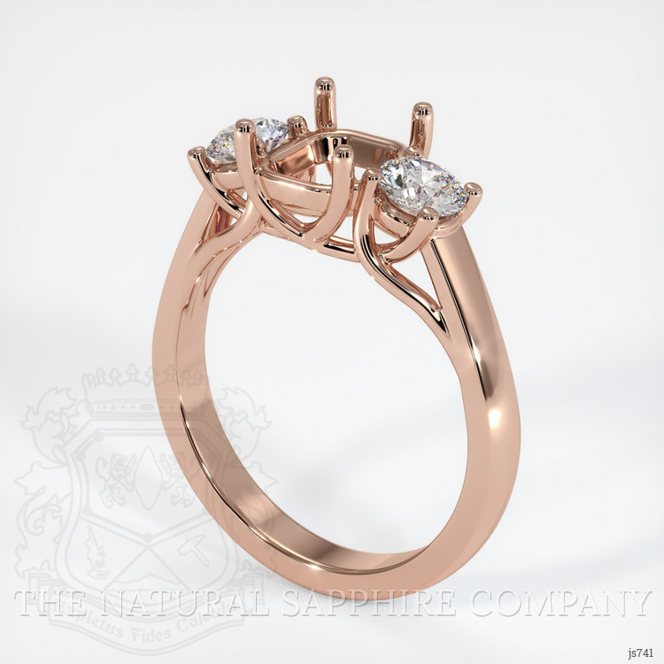 14K Rose Gold Three Stone Ring Setting