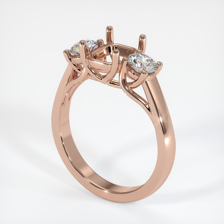 14K Rose Gold Three Stone Ring Setting