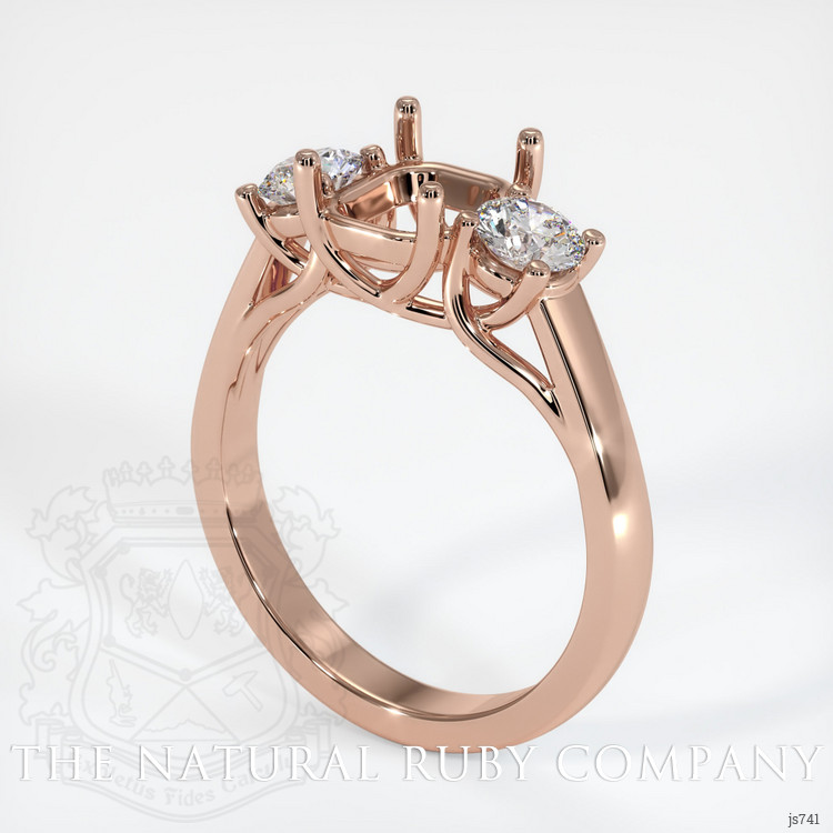14K Rose Gold Three Stone Ring Setting
