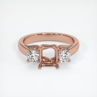 14K Rose Gold Three Stone Ring Setting Image