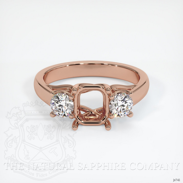 14K Rose Gold Three Stone Ring Setting