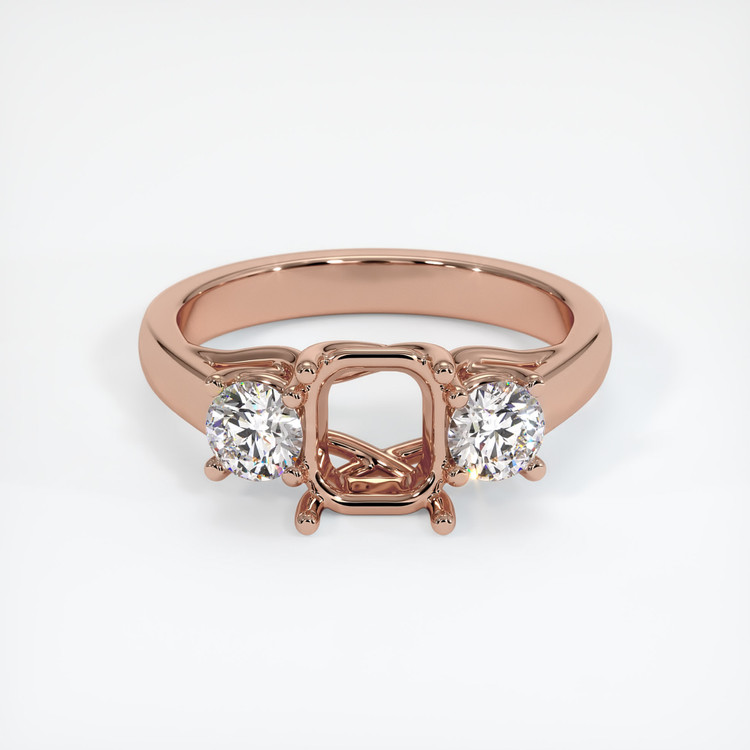 14K Rose Gold Three Stone Ring Setting
