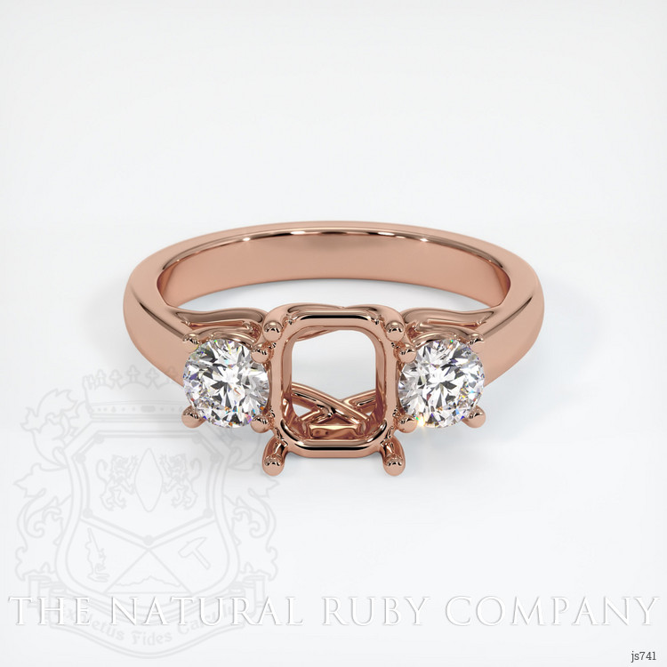 14K Rose Gold Three Stone Ring Setting