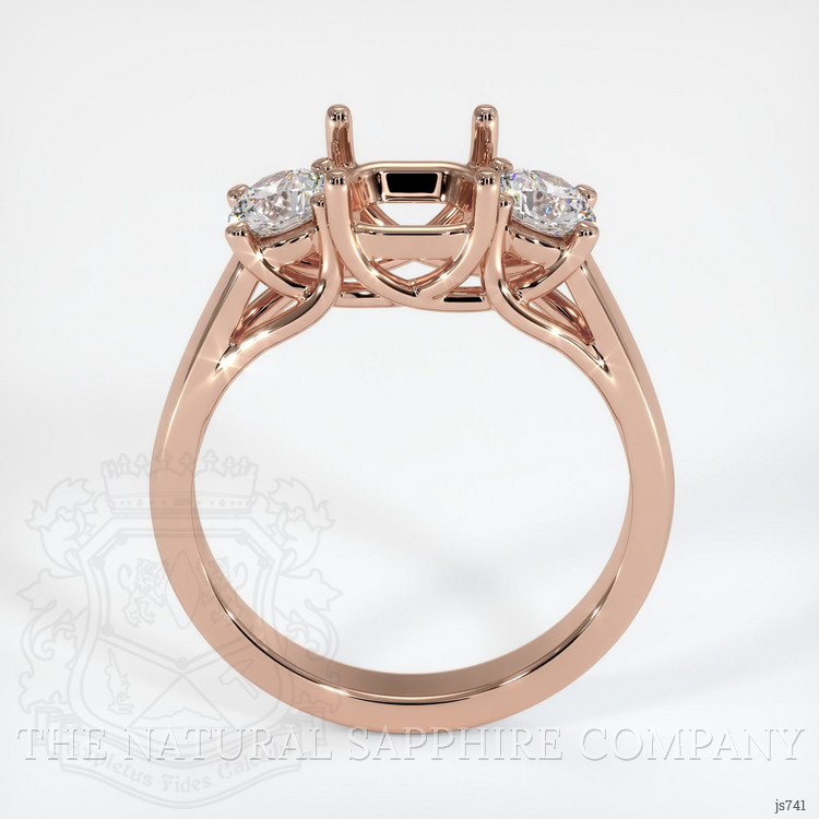 14K Rose Gold Three Stone Ring Setting
