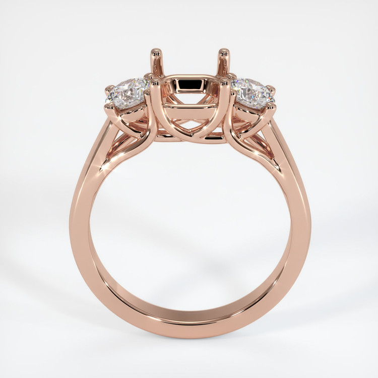 14K Rose Gold Three Stone Ring Setting