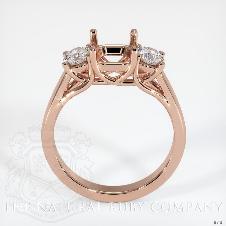 14K Rose Gold Three Stone Ring Setting