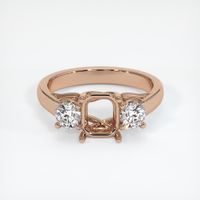 18K Rose Gold Three Stone Ring Setting Image