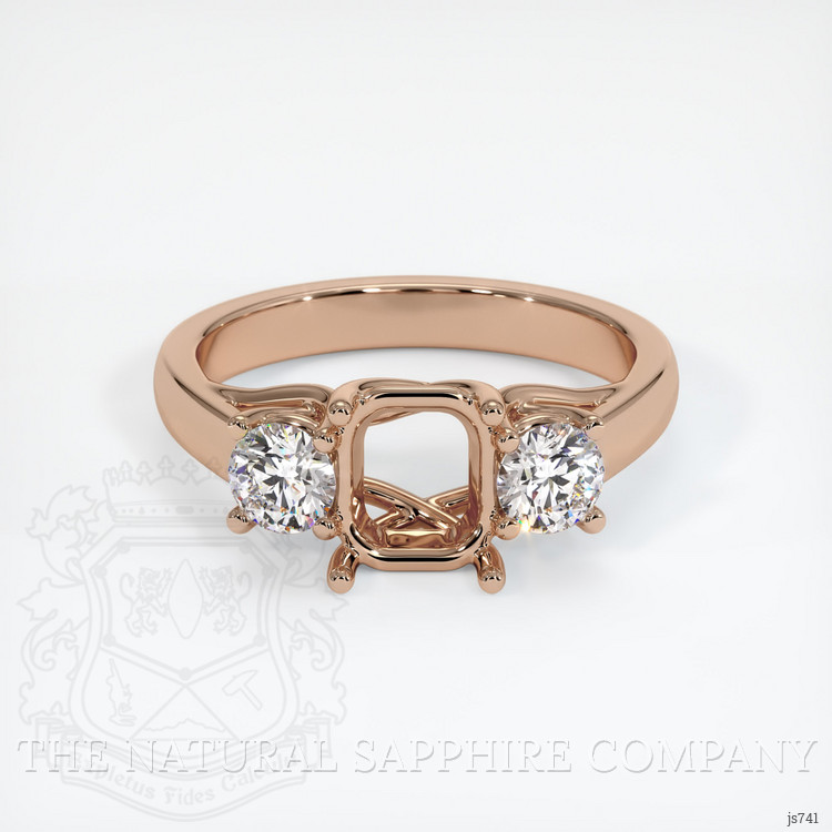 18K Rose Gold Three Stone Ring Setting