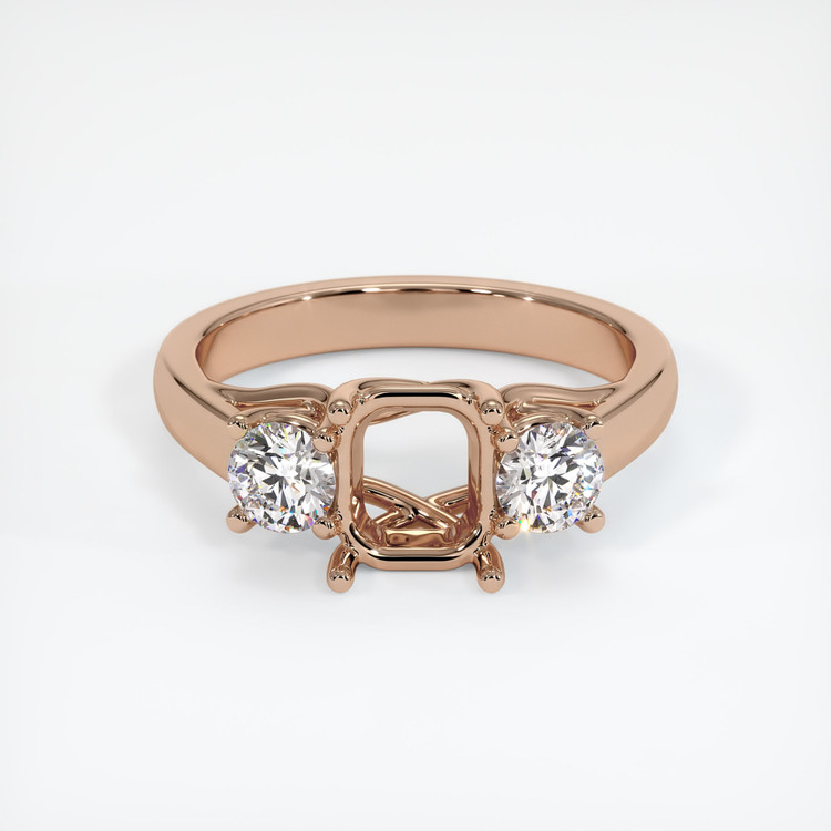 18K Rose Gold Three Stone Ring Setting