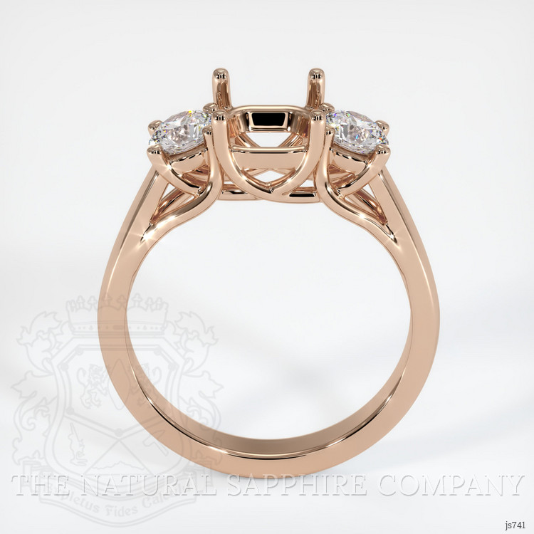 18K Rose Gold Three Stone Ring Setting