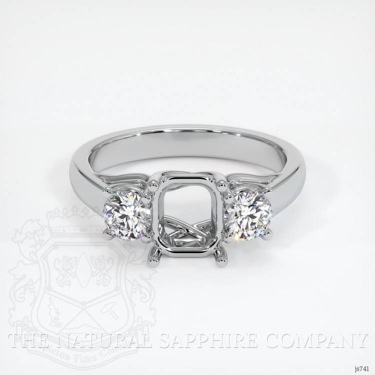 10K White Gold Three Stone Ring Setting