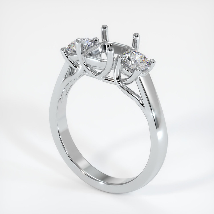 14K White Gold Three Stone Ring Setting