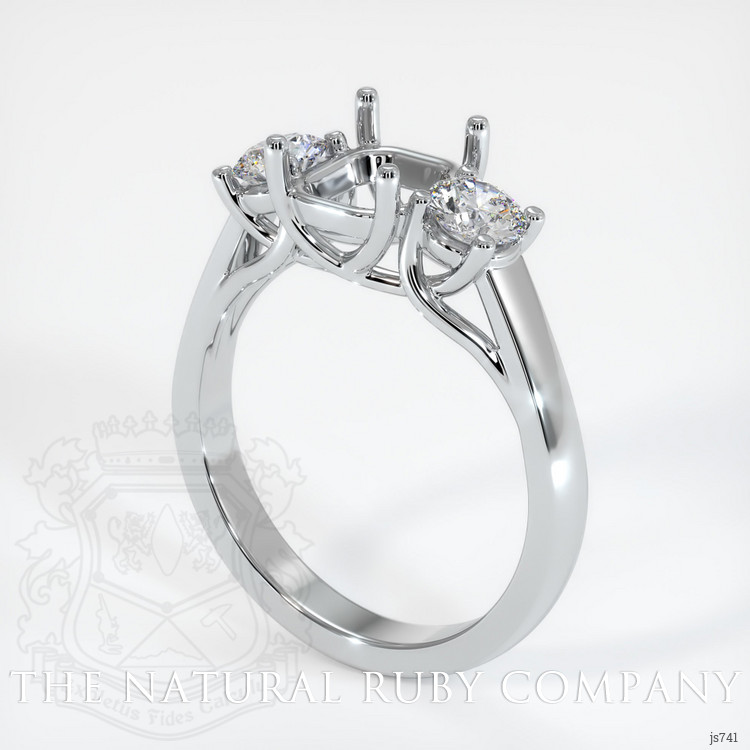 14K White Gold Three Stone Ring Setting