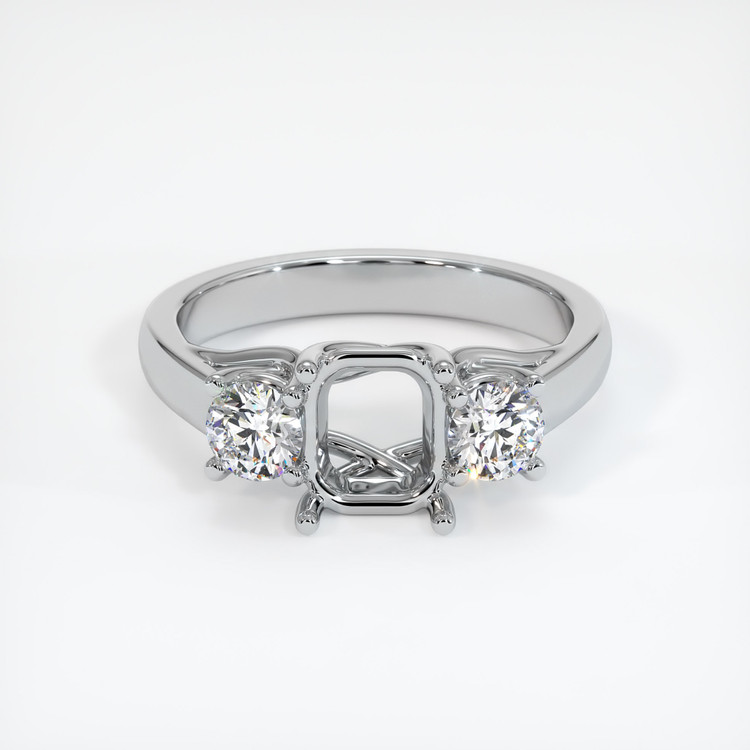 14K White Gold Three Stone Ring Setting