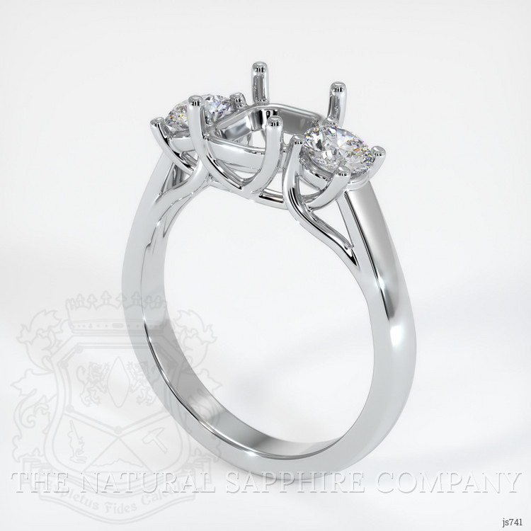 18K White Gold Three Stone Ring Setting