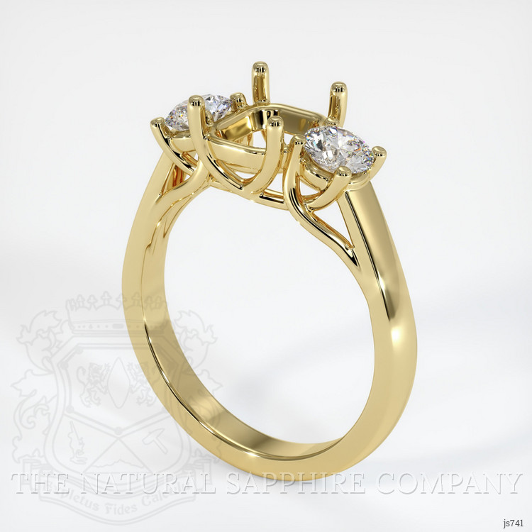 18K Yellow Gold Three Stone Ring Setting