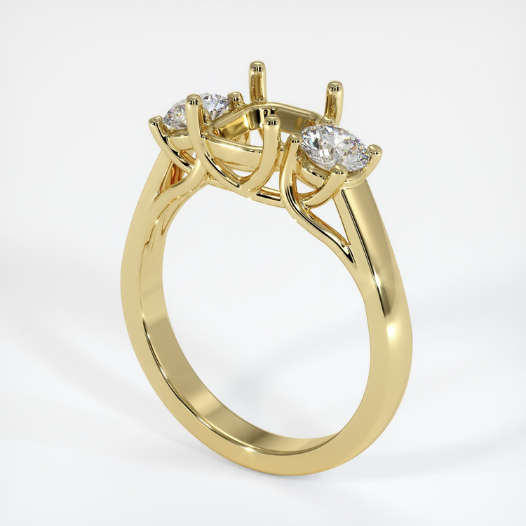 18K Yellow Gold Three Stone Ring Setting