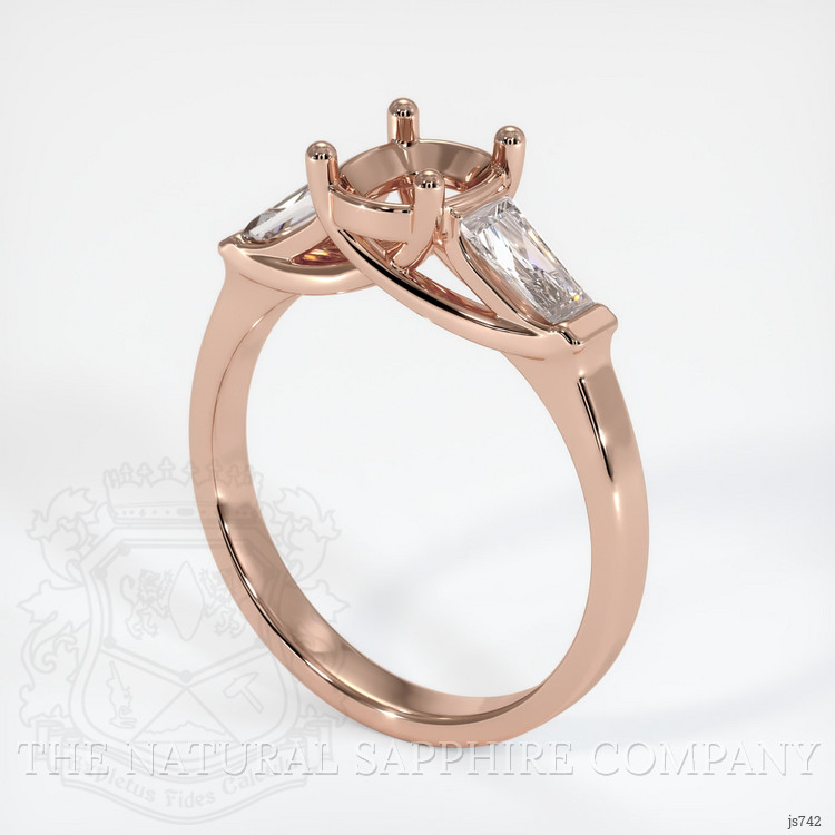 14K Rose Gold Three Stone Ring Setting