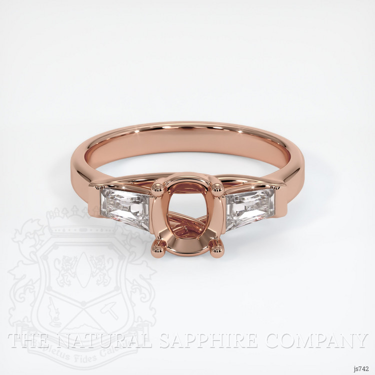 14K Rose Gold Three Stone Ring Setting