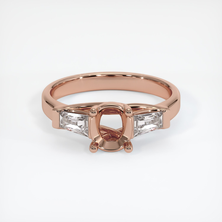 14K Rose Gold Three Stone Ring Setting