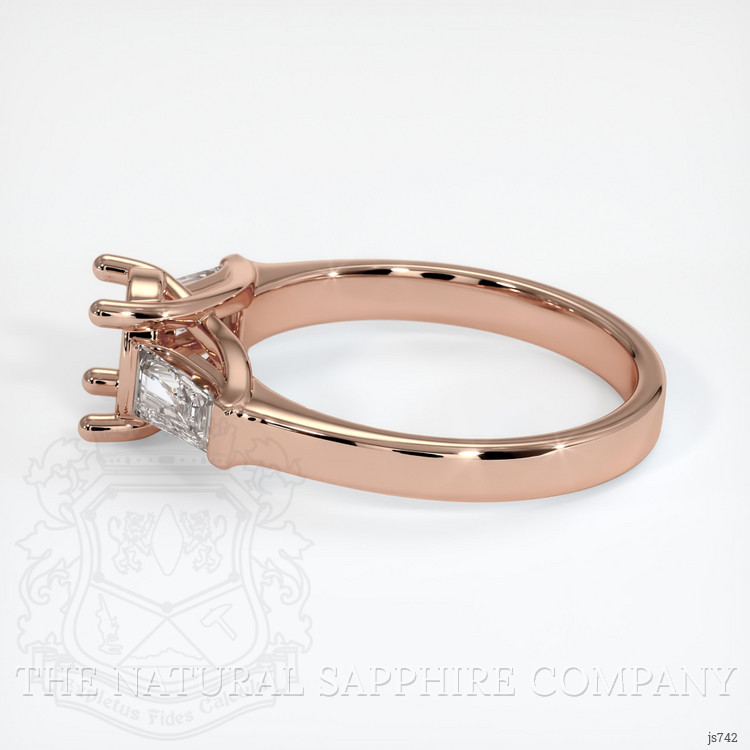 14K Rose Gold Three Stone Ring Setting