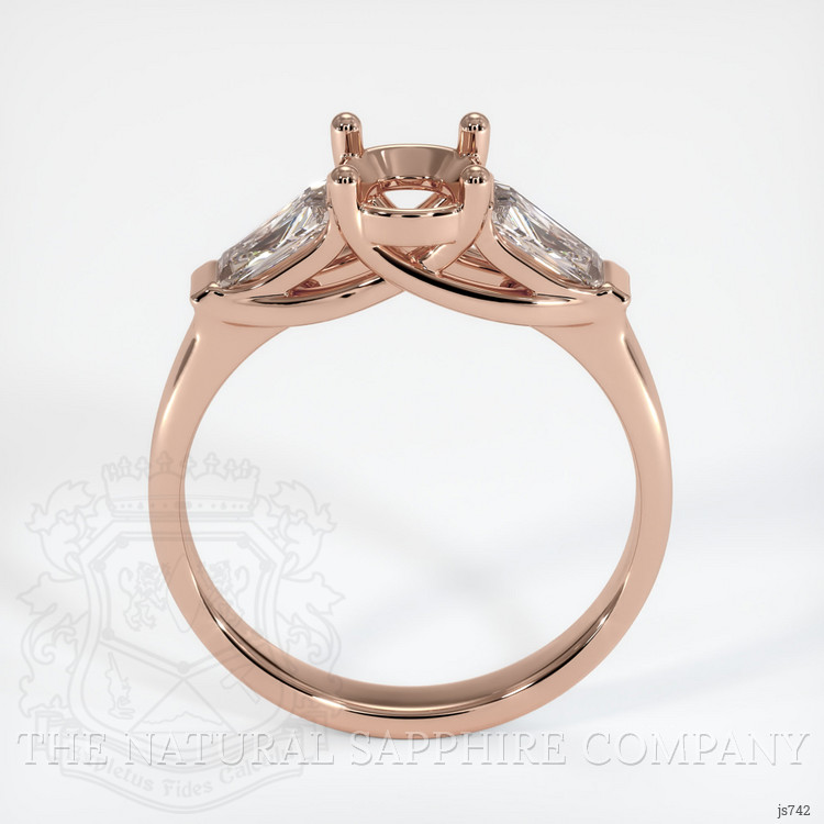 14K Rose Gold Three Stone Ring Setting