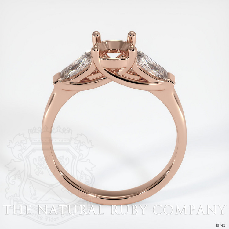 14K Rose Gold Three Stone Ring Setting