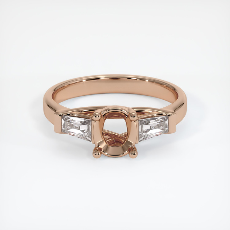18K Rose Gold Three Stone Ring Setting