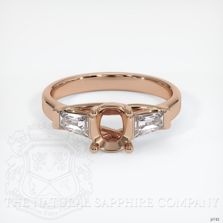 18K Rose Gold Three Stone Ring Setting
