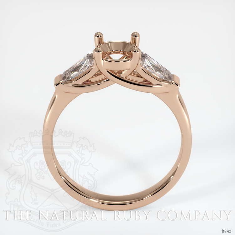18K Rose Gold Three Stone Ring Setting
