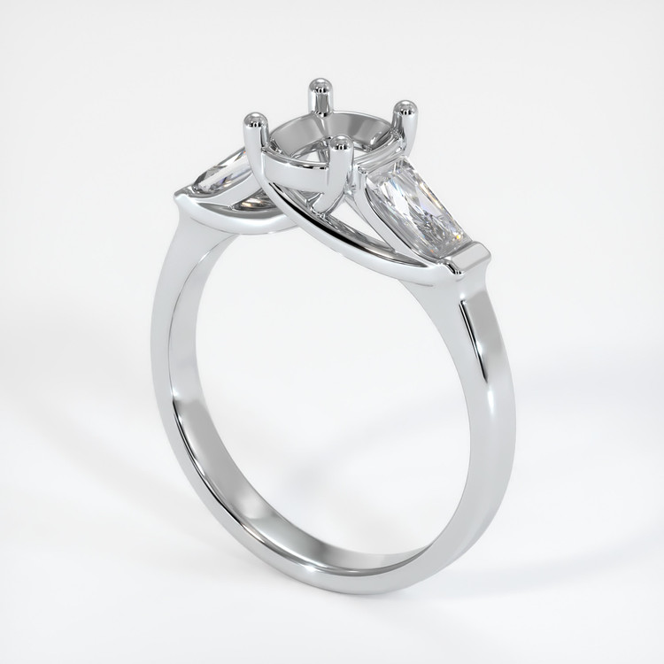 14K White Gold Three Stone Ring Setting