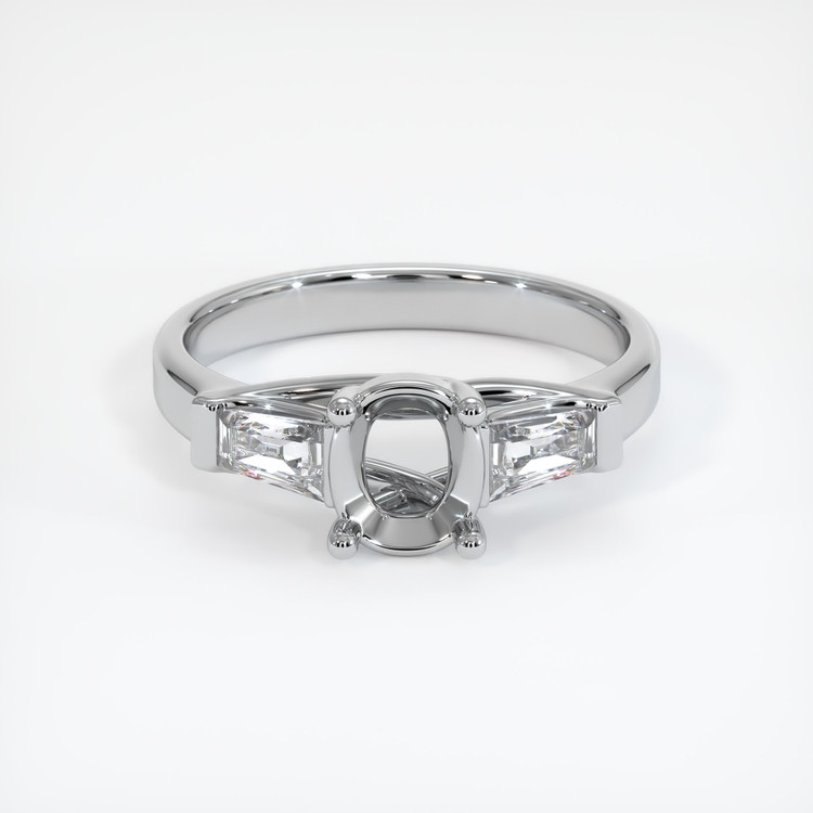 14K White Gold Three Stone Ring Setting